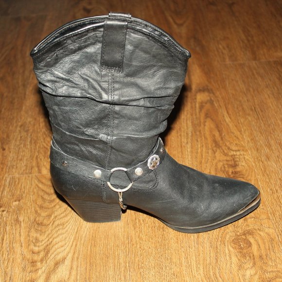 Handcrafted Dingo Black Faux Leather Western Cowgirl Boots size 9 wide - Picture 6 of 9